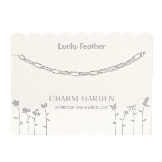 Lucky Feather - Charm Garden - Paperclip Chain (18-20 in) - Silver