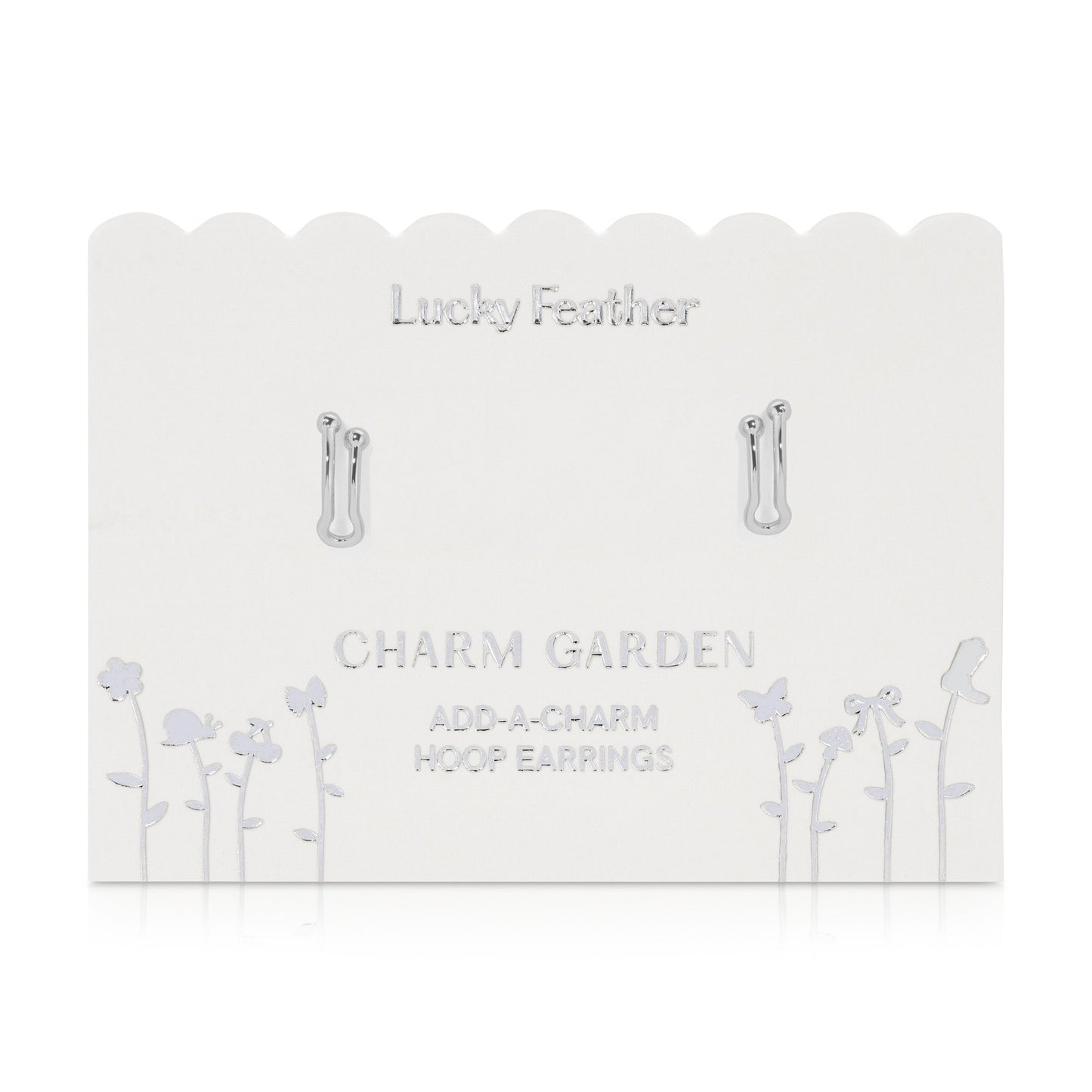 Lucky Feather - Charm Garden - Add-a-Charm Hoop Earrings - Silver