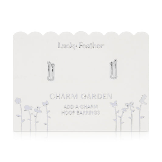 Lucky Feather - Charm Garden - Add-a-Charm Hoop Earrings - Silver