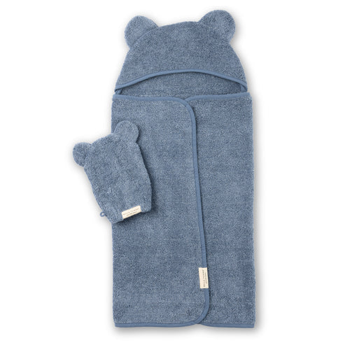 Bella Tunno - Hooded Towel + Wash Mitt Set - Rain