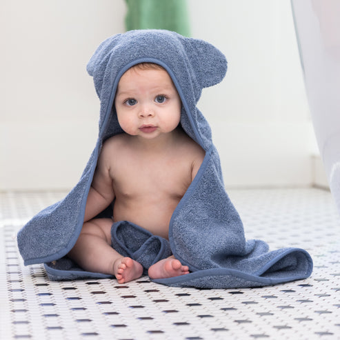 Bella Tunno - Hooded Towel + Wash Mitt Set - Rain