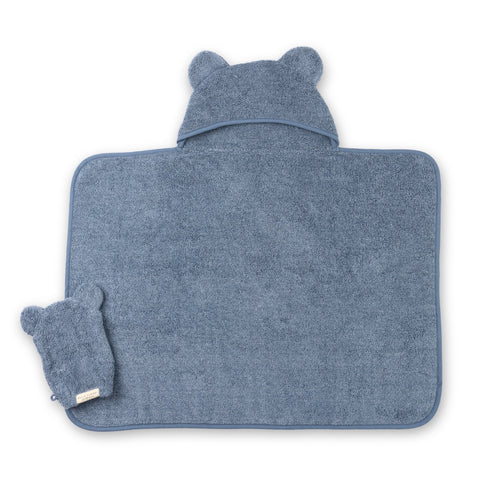 Bella Tunno - Hooded Towel + Wash Mitt Set - Rain