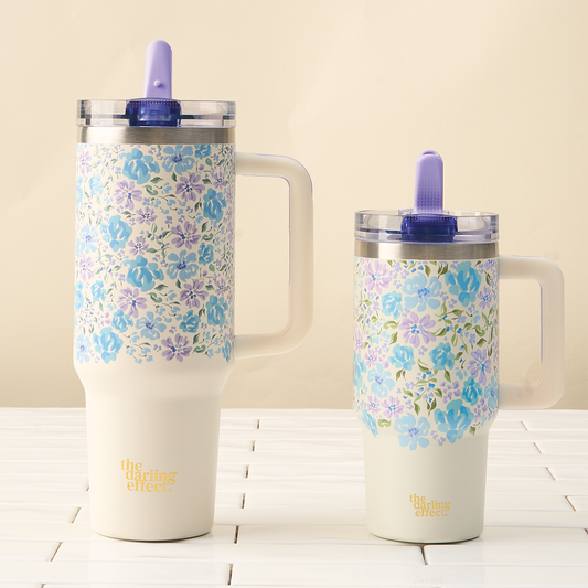 20 oz Lifestyle Flip Straw Tumbler - Secret Garden Blue