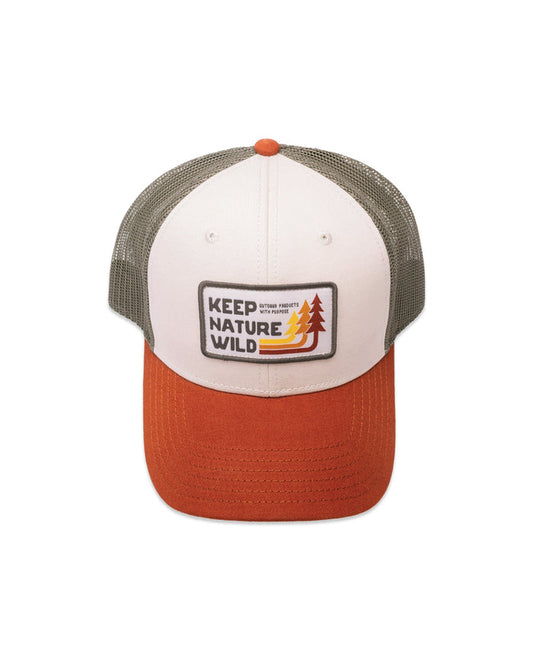 Retro Pines Trucker Hat - Olive/Beige/Copper