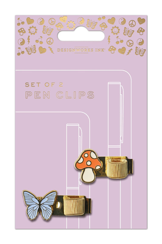 Pen Clips - Butterfly + Mushroom - Set of 2