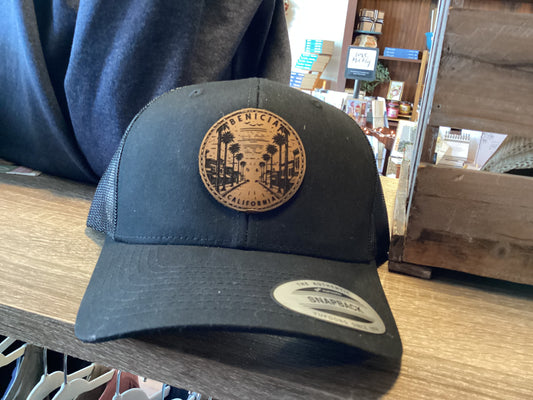 Benicia - CA Leather Patch Trucker Hat | Black