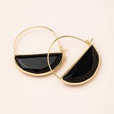 Stone Prism Hoop Earring | Black Spinel