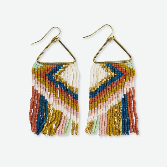 Paige ascending blocks beaded fringe earring desert