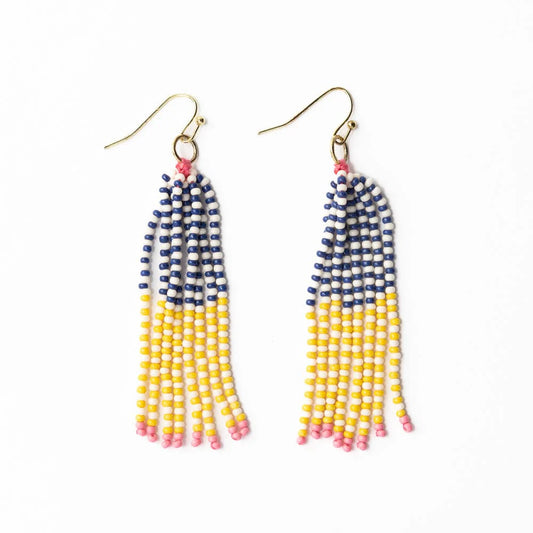 Abbey tassel alternating seed bead earrings yellow/ivory