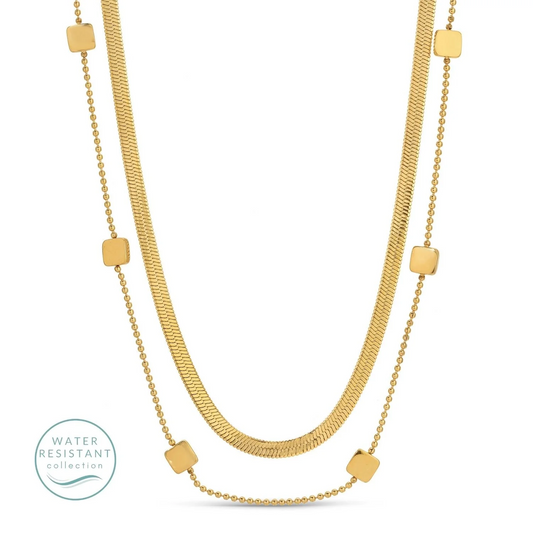 Splendid Iris - Double Layer Necklace - Snake Chain