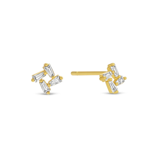 Splendid Iris - Baguette Cluster Studs on Velvet
