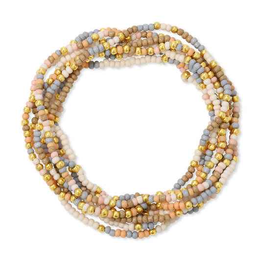 Splendid Iris - Seed Bead Bracelets (Taupe/Peach/Gray)