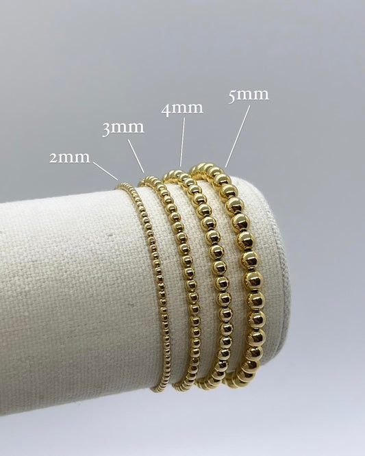 Splendid Iris - Stretch Bead Bracelet, Gold 2mm
