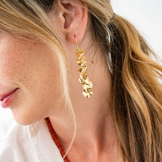 Mya Wavy Disc Drop Earrings