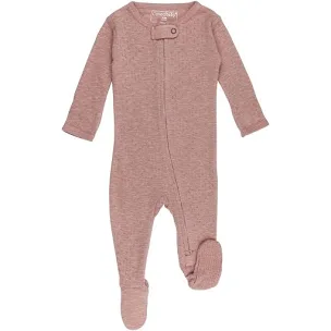 Organic Pointelle 2-way Zipper Footie - Taffy