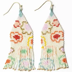 Delilah Poppies Beaded Fringe Earrings Multi