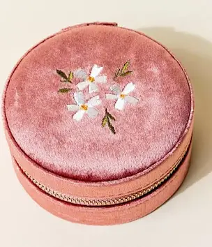 Round Velvet Jewelry Case-Rose