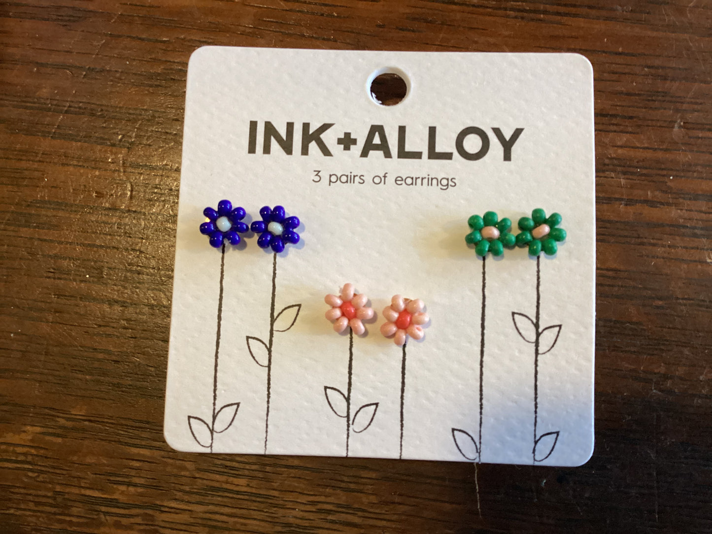 Tina Flower Earrings Trio - Lapis/Pink/Kelly