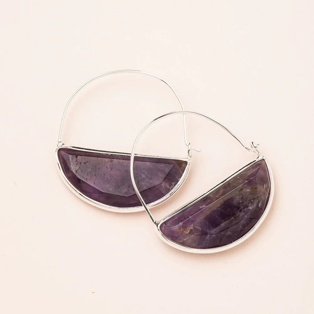 Scout - Stone Prism Hoop Earring-Amethyst/Silver