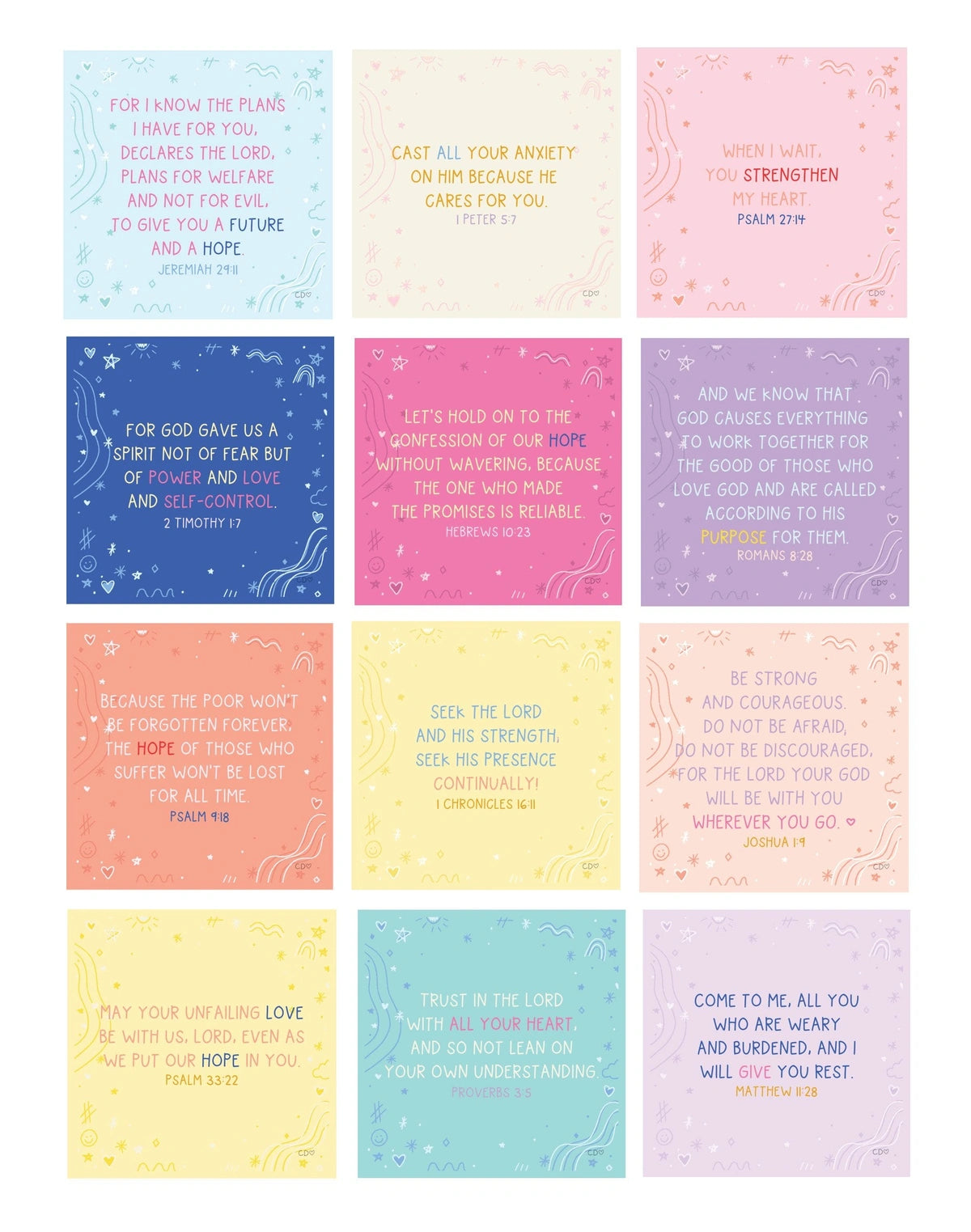 Verses for Hope - Desk Card Set