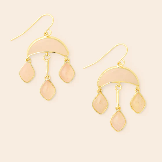 Scout Curated Wears - Stone Crescent Drop Earring - Rose Quartz/Gold