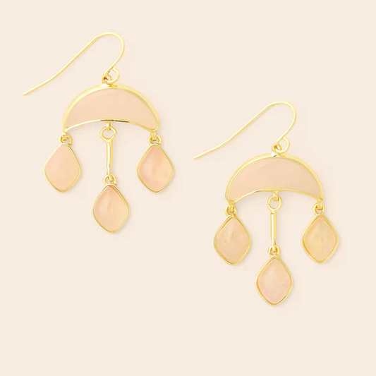 Scout Curated Wears - Stone Crescent Drop Earring - Rose Quartz/Gold