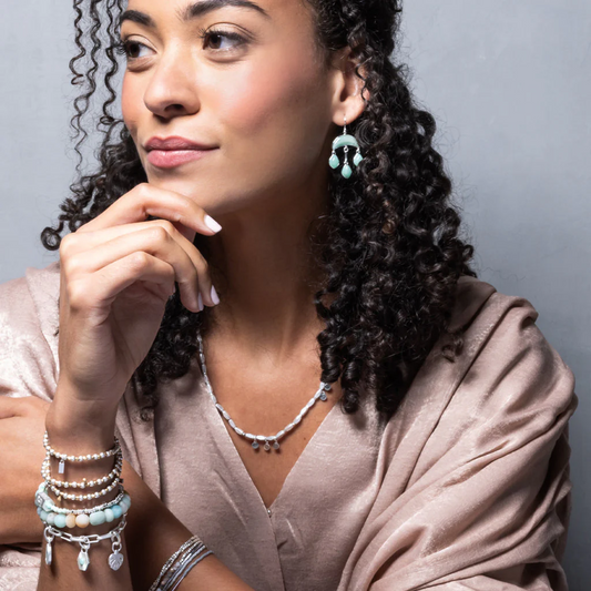 Scout Curated Wears - Stone Crescent Drop Earring - Amazonite/Silver