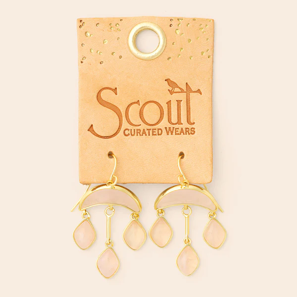 Scout Curated Wears - Stone Crescent Drop Earring - Rose Quartz/Gold