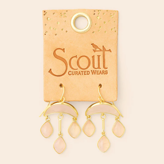 Scout Curated Wears - Stone Crescent Drop Earring - Rose Quartz/Gold