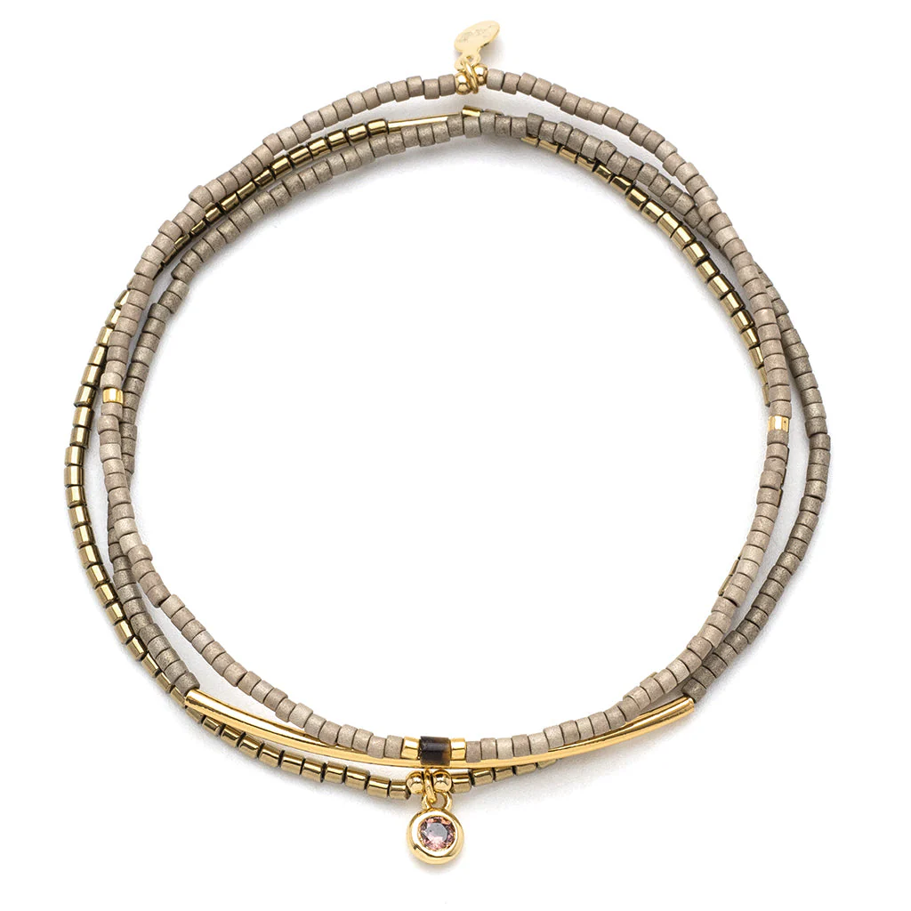Scout Curated Wears - Tonal Chromacolor Miyuki Bracelet Trio - Pewter/Gold