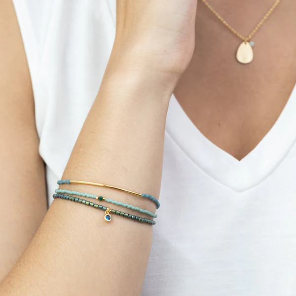 Scout Curated Wears - Tonal Chromacolor Miyuki Bracelet Trio - Turquoise