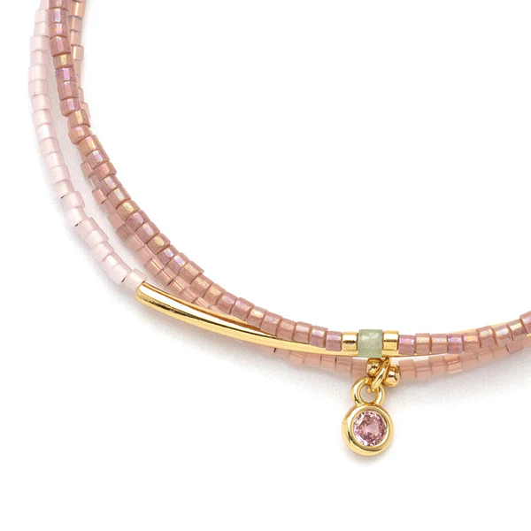 Scout Curated Wears - Tonal Chromacolor Miyuki Bracelet Trio - Blush/Gold