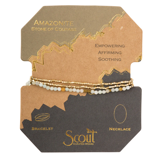 Scout Curated Wears - Delicate Stone Bracelet/Necklace - Amazonite/Gold