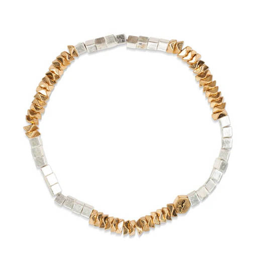 Scout Curated Wears - Mini Metal Stacking Bracelet - Geometric Beads/G/S