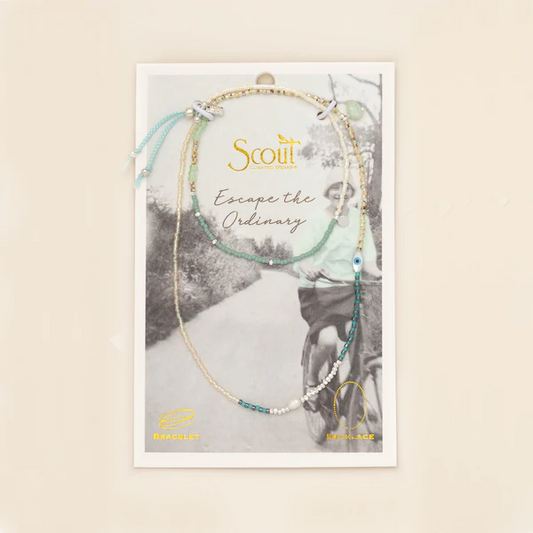 Scout Curated Wears - Mixed Media Wrap Bracelet/Necklace - Courage/Amazonite