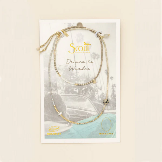 Scout Curated Wears - Mixed Media Wrap Bracelet/Necklace - Magic/Labradorite/Gold