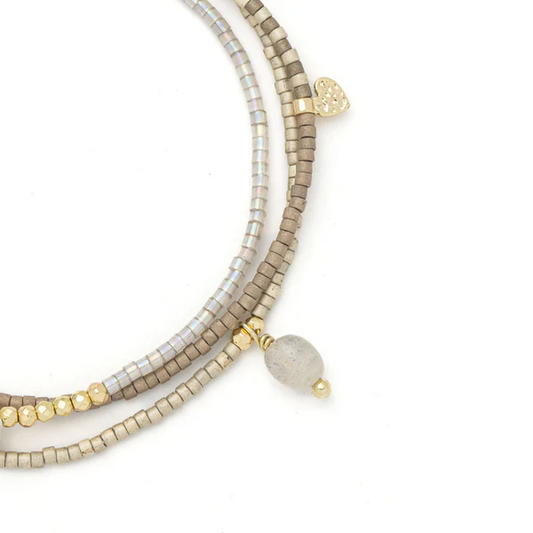 Scout Curated Wears - Mixed Media Wrap Bracelet/Necklace - Magic/Labradorite/Gold