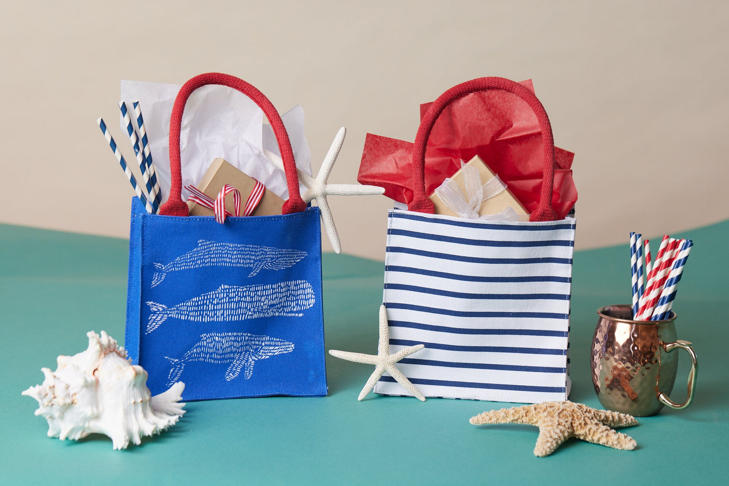 Rockflowerpaper - Bateau Stripe Navy Reusable Itsy Bitsy Gift Bag
