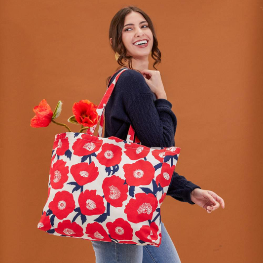 Rockflowerpaper - Poppies Little Shopper Canvas Tote