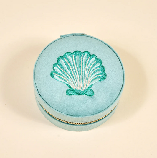The Darling Effect Round Velvelt Jewlery Case-Seashell