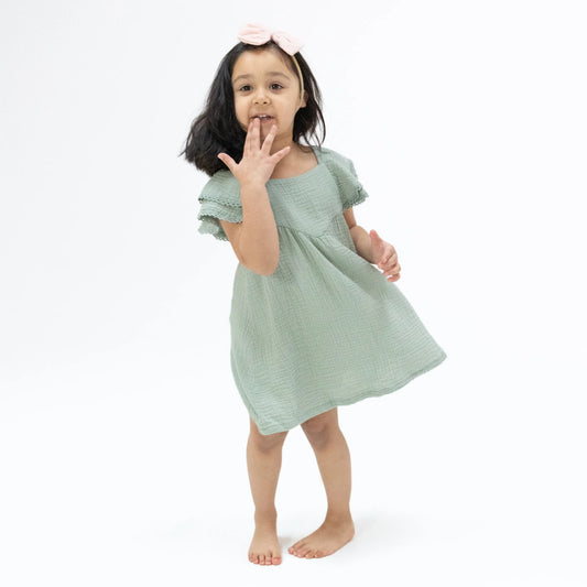 Solid Muslim Jadeite - V Neck Dress & Bloomer