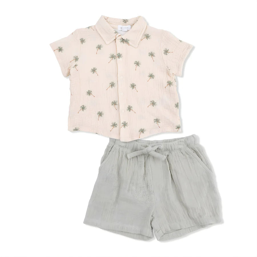 Palm Trees - Polo Button Up w/ Casual Short