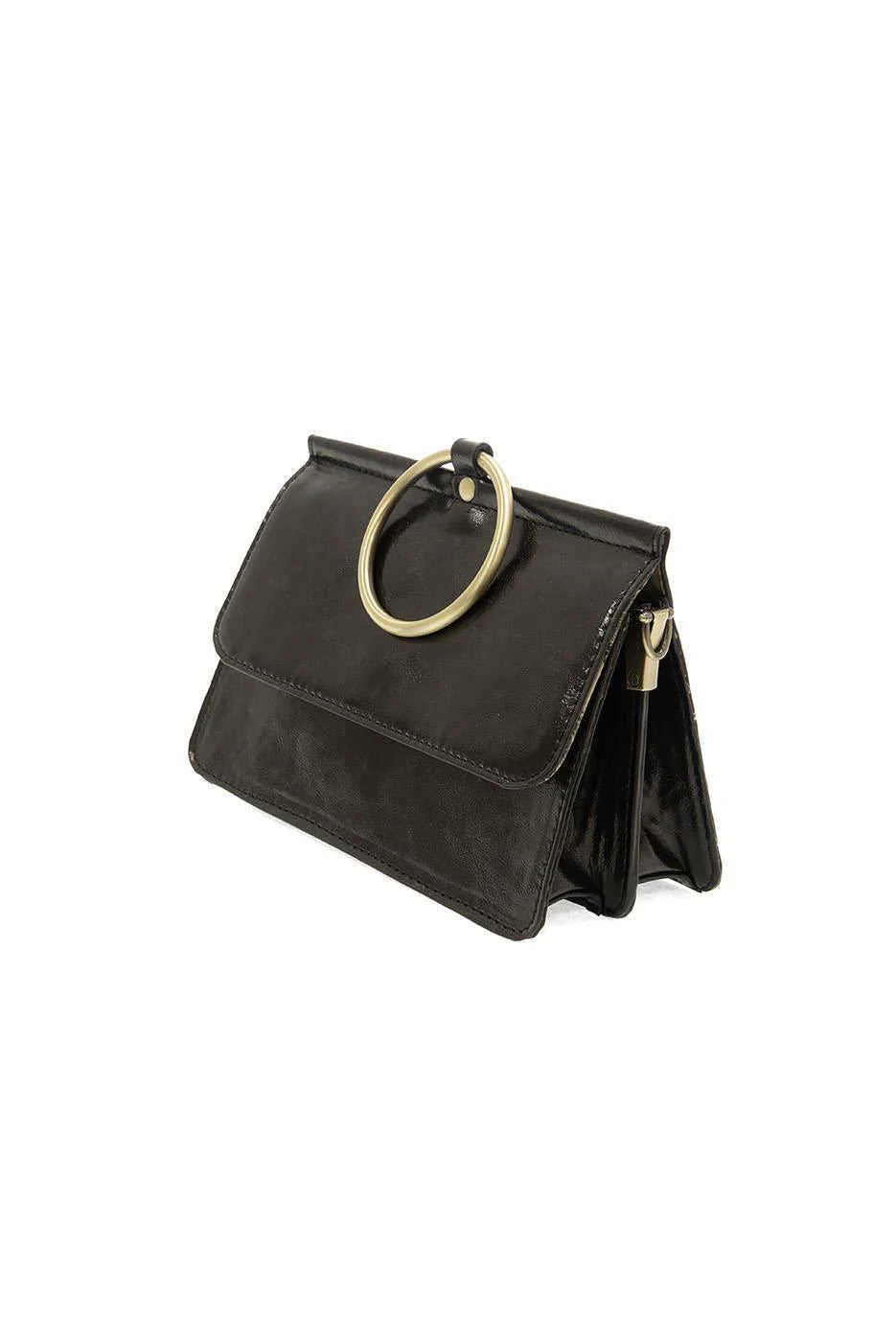 Black Aria Ring Bag Gold Handle