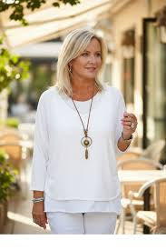 2 Piece Tunic with Necklace-White