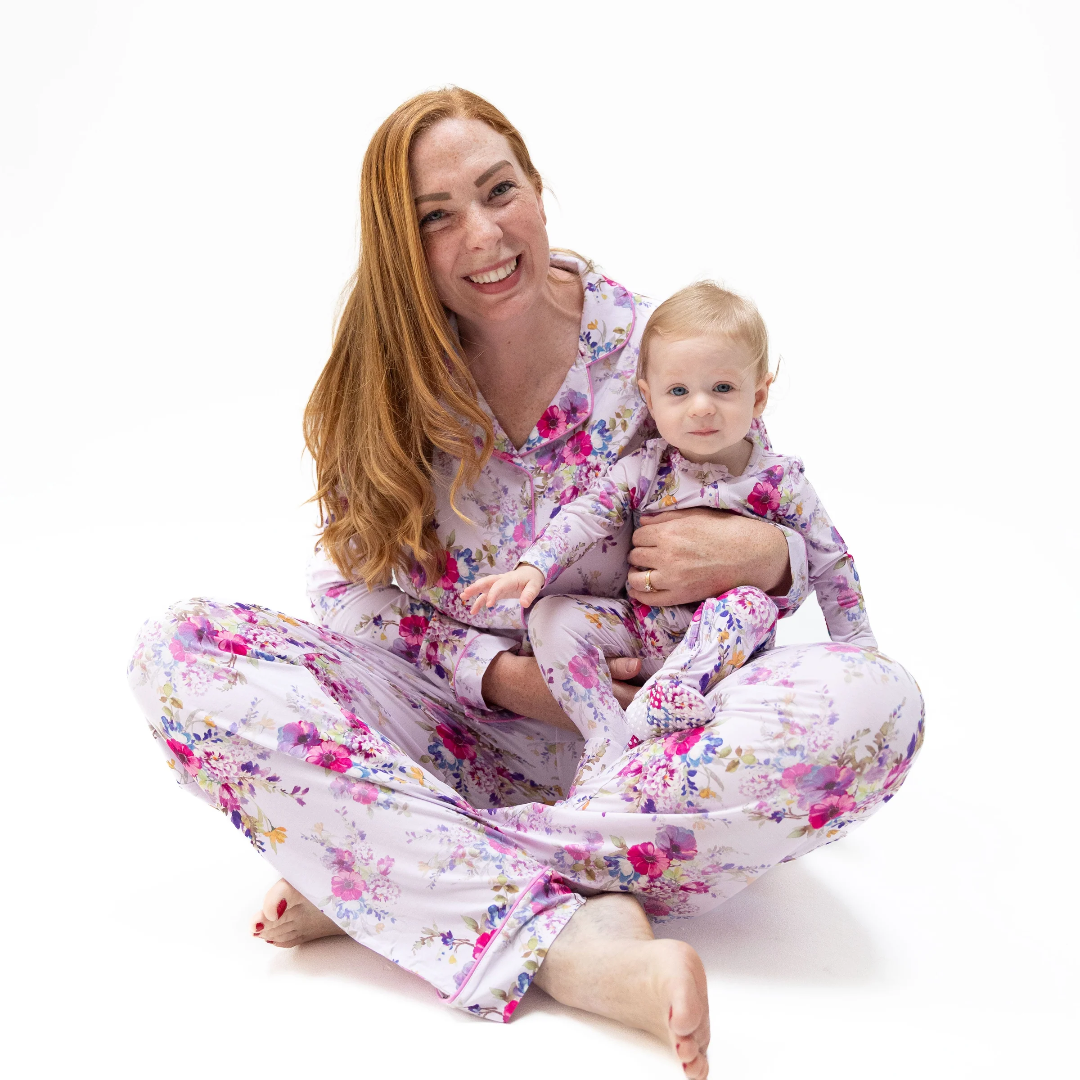 Dahlia Floral - Adult Long Sleeve Coat Style and Pant w/Pockets