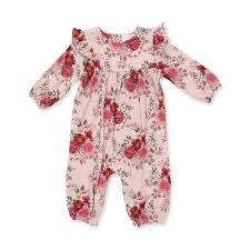 Ruffle Sleeve Snap Romper-Sabrina Floral