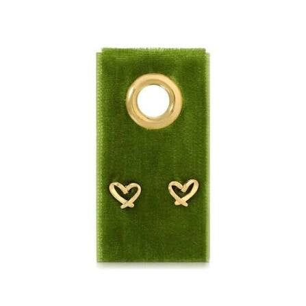 Free Form Heart Studs on Velvet | Gold