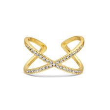 Criss Cross Pave Ring | Water Resistant | Gold