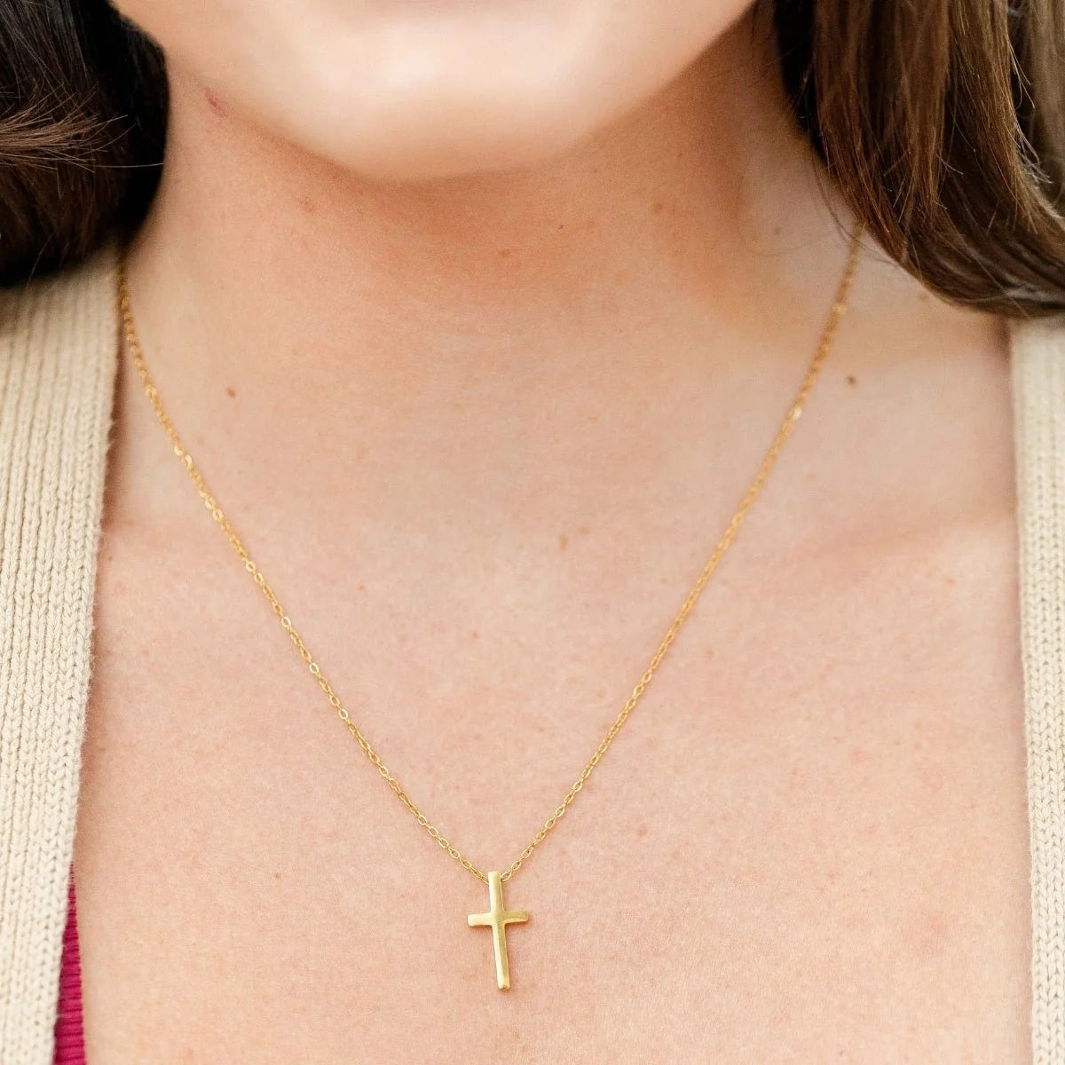 Cross Pendant Necklace | Water Resistant | Gold