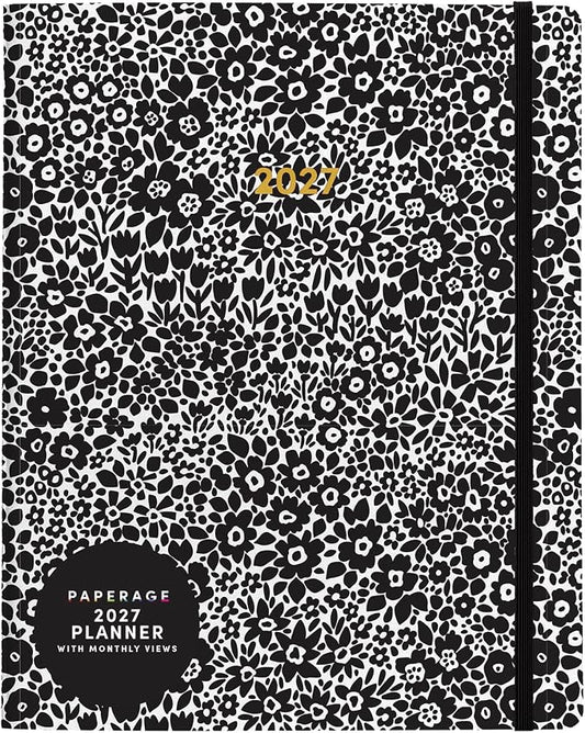12MO Stitchbound Planner | Black&White Floral